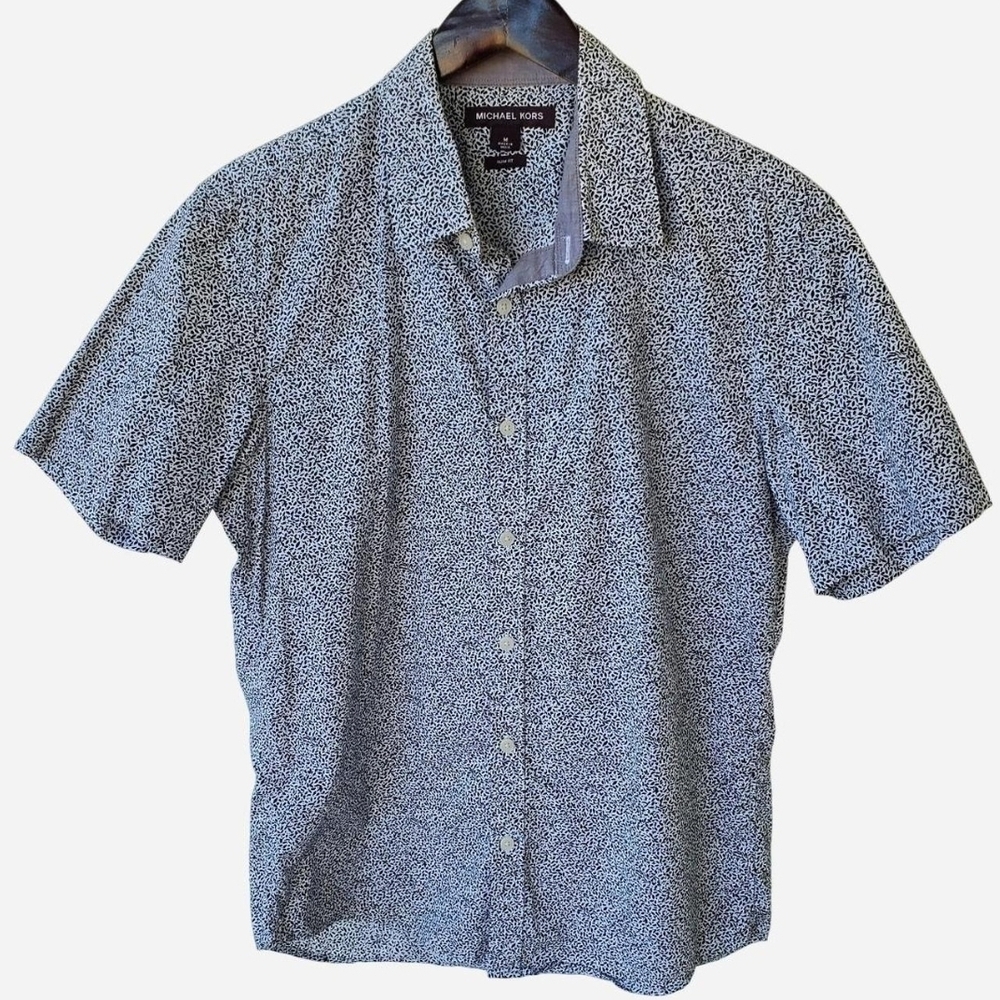 Michael Kors Men's Monochrome Patterned Button-Down Shirt